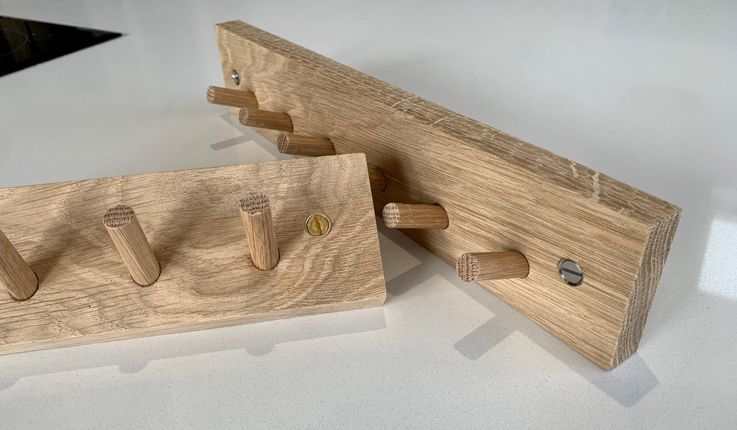 Oak peg key hook, key holder.