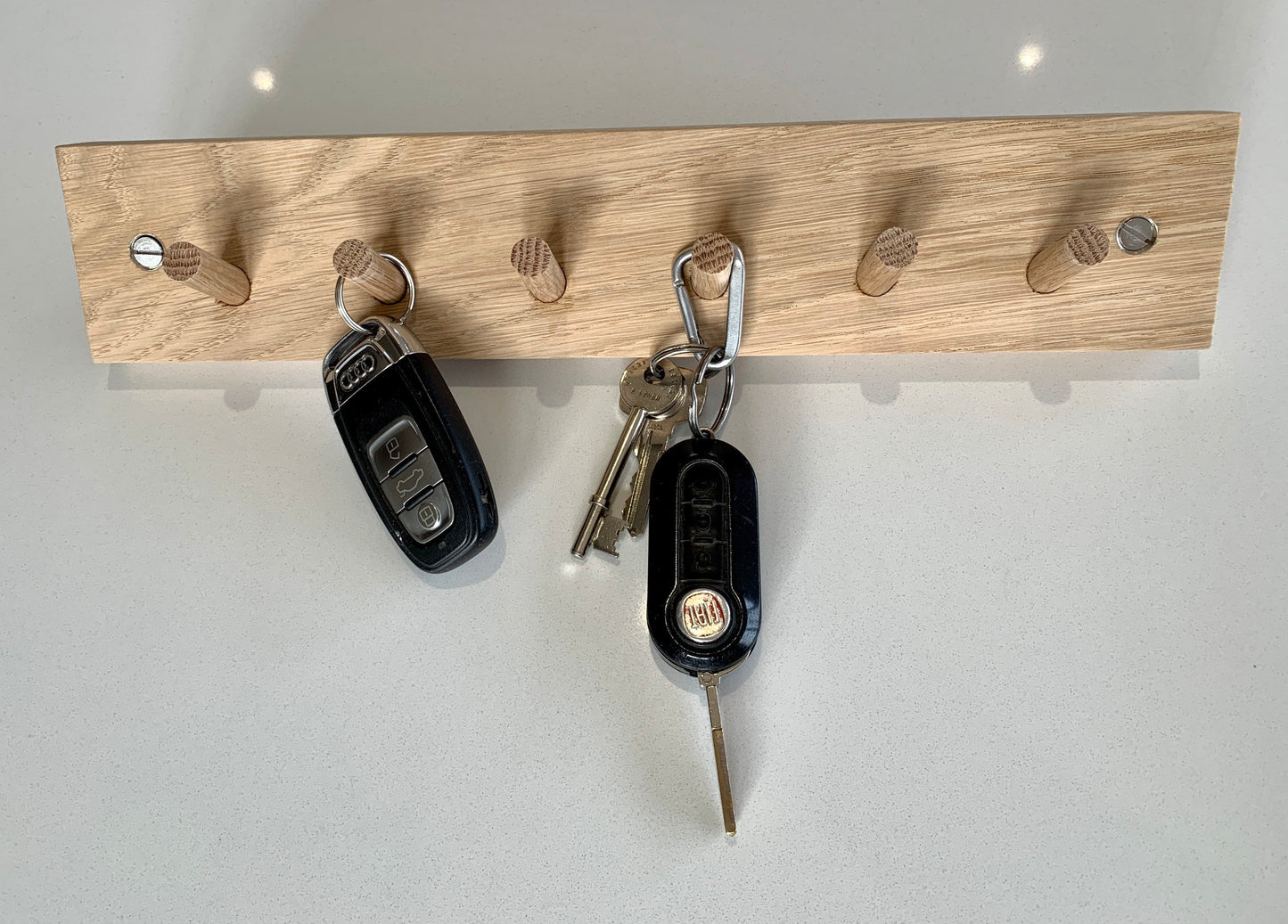 Oak peg key hook, key holder.