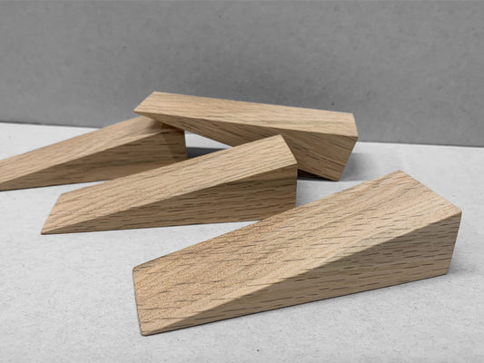 4 x Solid Oak door stop wedge.